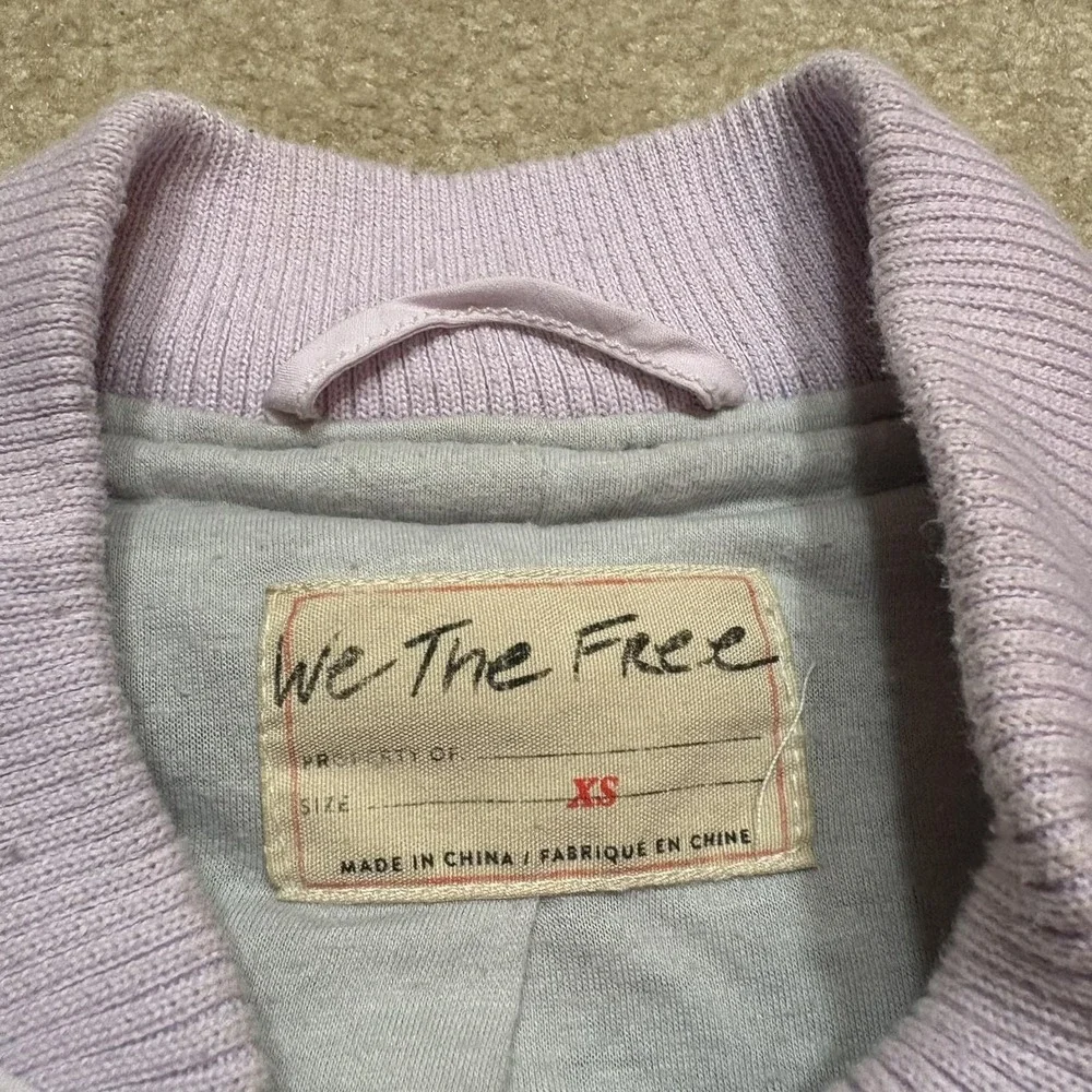 We The Free Rivington Sherpa Jacket FP Womens XS Zip Pockets Gray Pink‎ Bomber